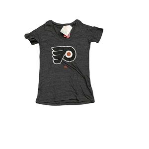 Philadelphia Flyers Adidas Women’s Distressed Logo V-Neck Shirt Small